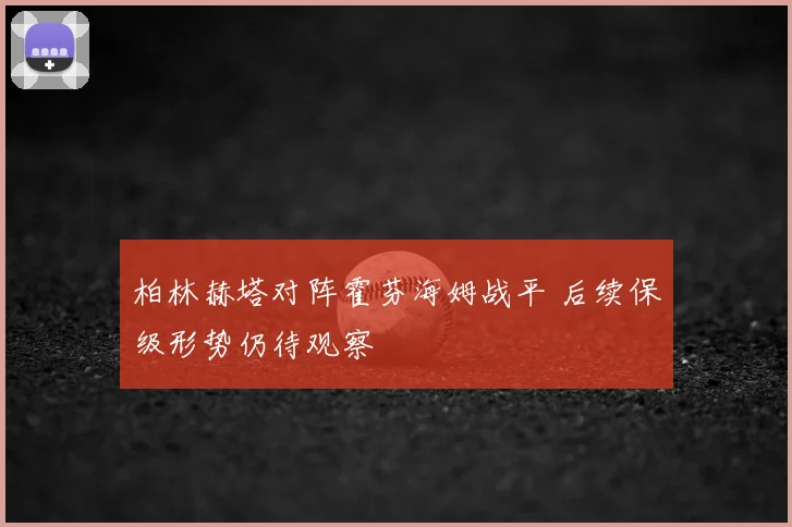 柏林赫塔对阵霍芬海姆战平 后续保级形势仍待观察